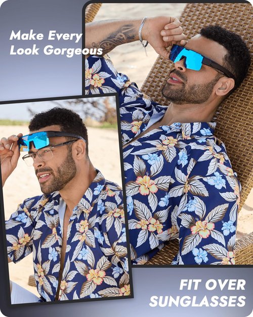Meeloog Polarized Fit Over Glasses Sunglasses for Men Women, UV Protection Sports Wrap Around for Driving Cycling Fishing (P1 Black Frame/Dark Grey Lens)