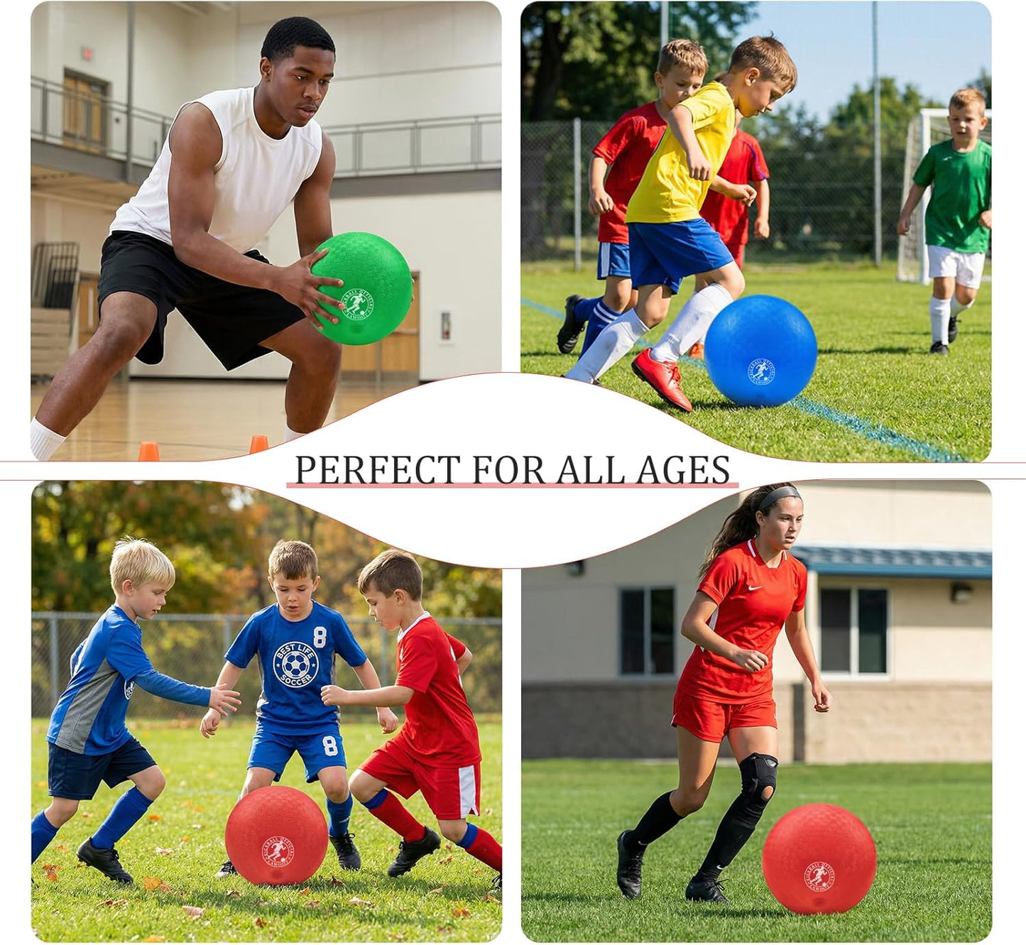 Skiennix 10-Inch Kickball Set - Durable Playground Dodgeballs for Kids | Pack of 3 with Pump