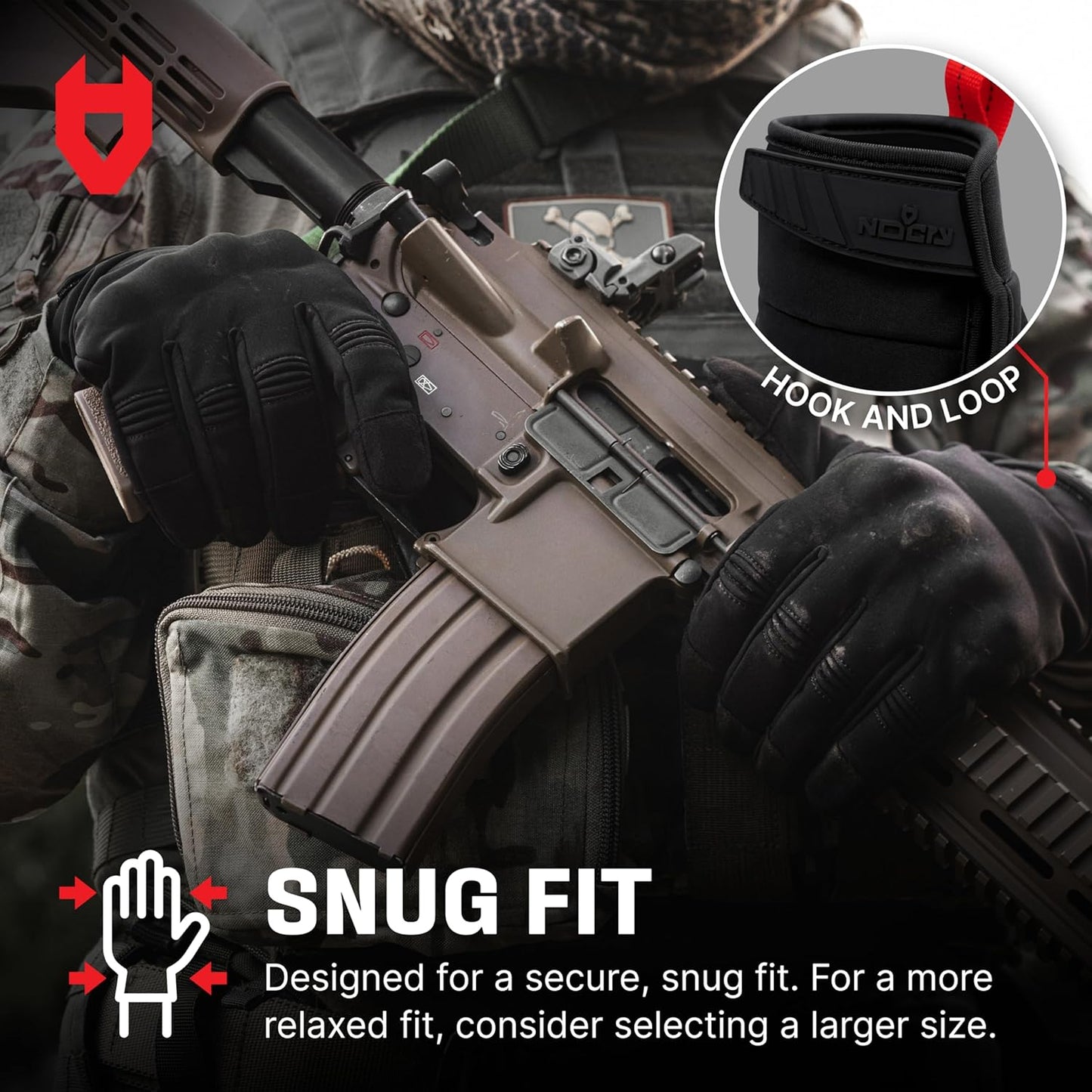 NoCry Tactical Shooting Gloves for Men - Water Resistant, Soft Padded Knuckle Guards | Heavy Duty Black