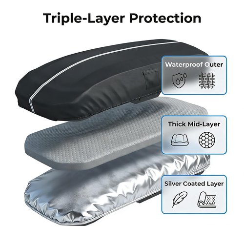 Roof Box Cover, Dimensions: 77 x 35 x 17 Inches Universal Waterproof, Dustproof, UV-Resistant, Scratch-Resistant Roof Box Cover Compatible with Thule, Perflex, Yakima Brands Bottom Snap-On Design