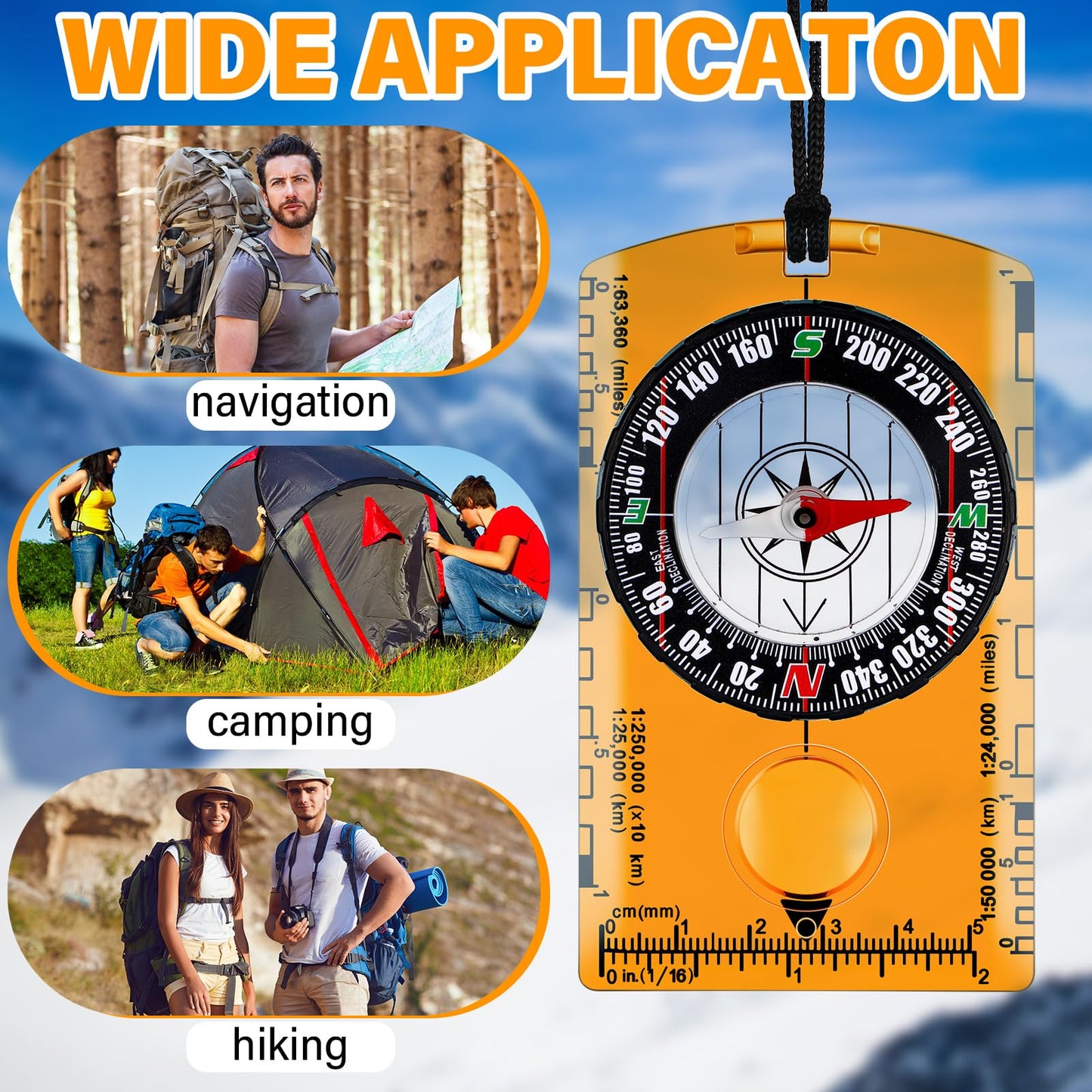 Geiserailie 20 Pcs Orienteering Compass Navigation Backpacking Compass Hiking Compass Map Reading Survival Compass Scout Compass for Kids Bulk for Navigation, Survival Outdoor Exploring, Orange