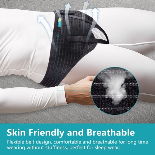 Lvyeyung Hernia Belt for Men Inguinal, Hernia Support Truss for Groin Pain Relief, Adjustable Inguinal Support Belt for Single or Double Hernia with 4 Compression Pads(M)