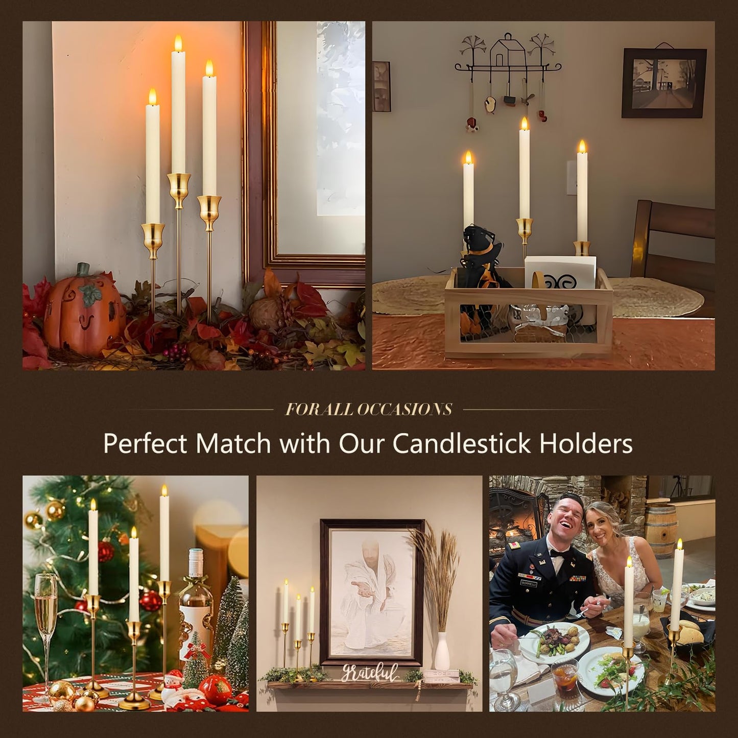 Upgraded Real Wax LED Flameless Taper Candles with Remote, KSWING 2 PCS Ivory Candlesticks Battery Operated 3D Flickering - 9.6" Long Realistic Fake Candle Sticks for Home/Wedding/Fireplace Xmas Decor