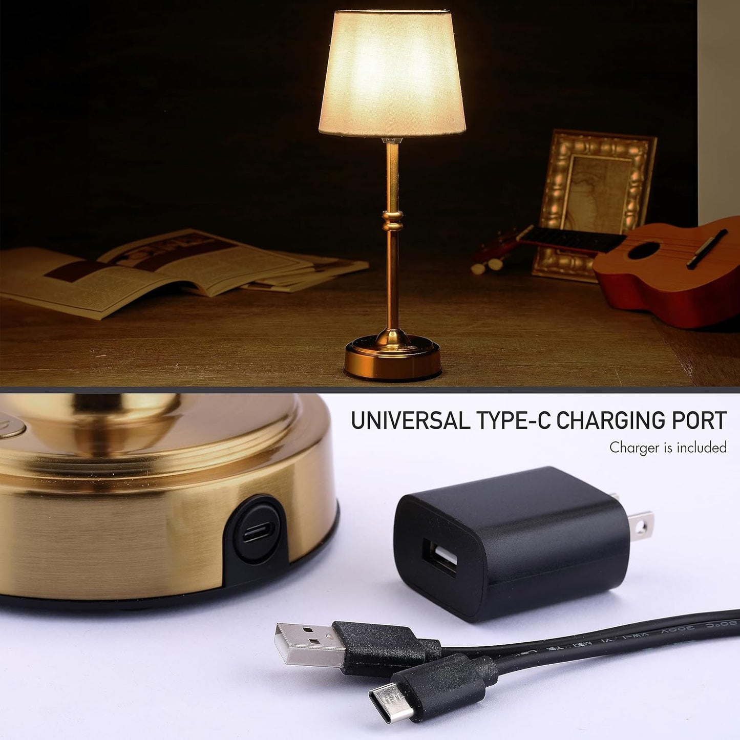 Cordless LED Table Lamp with Dimmer - O’Bright Seraph, Rechargeable Battery, 3-Level Brightness, Perfect for Patio & Bedside