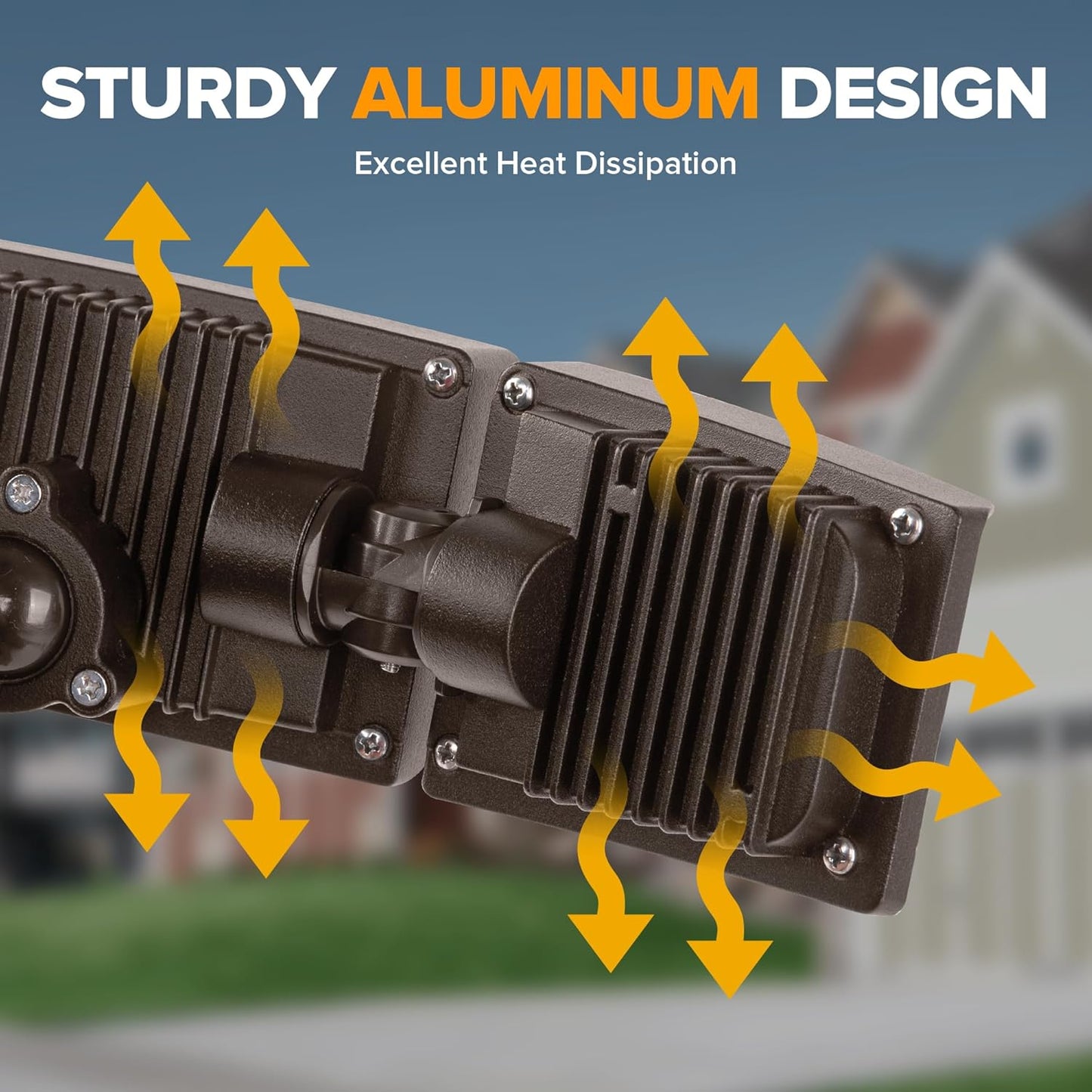 75W LED Flood Light - 8000 Lumen Outdoor Security Light with 3 Adjustable Heads, IP65 Waterproof for Garage, Yard & Patio - 5000K Daylight