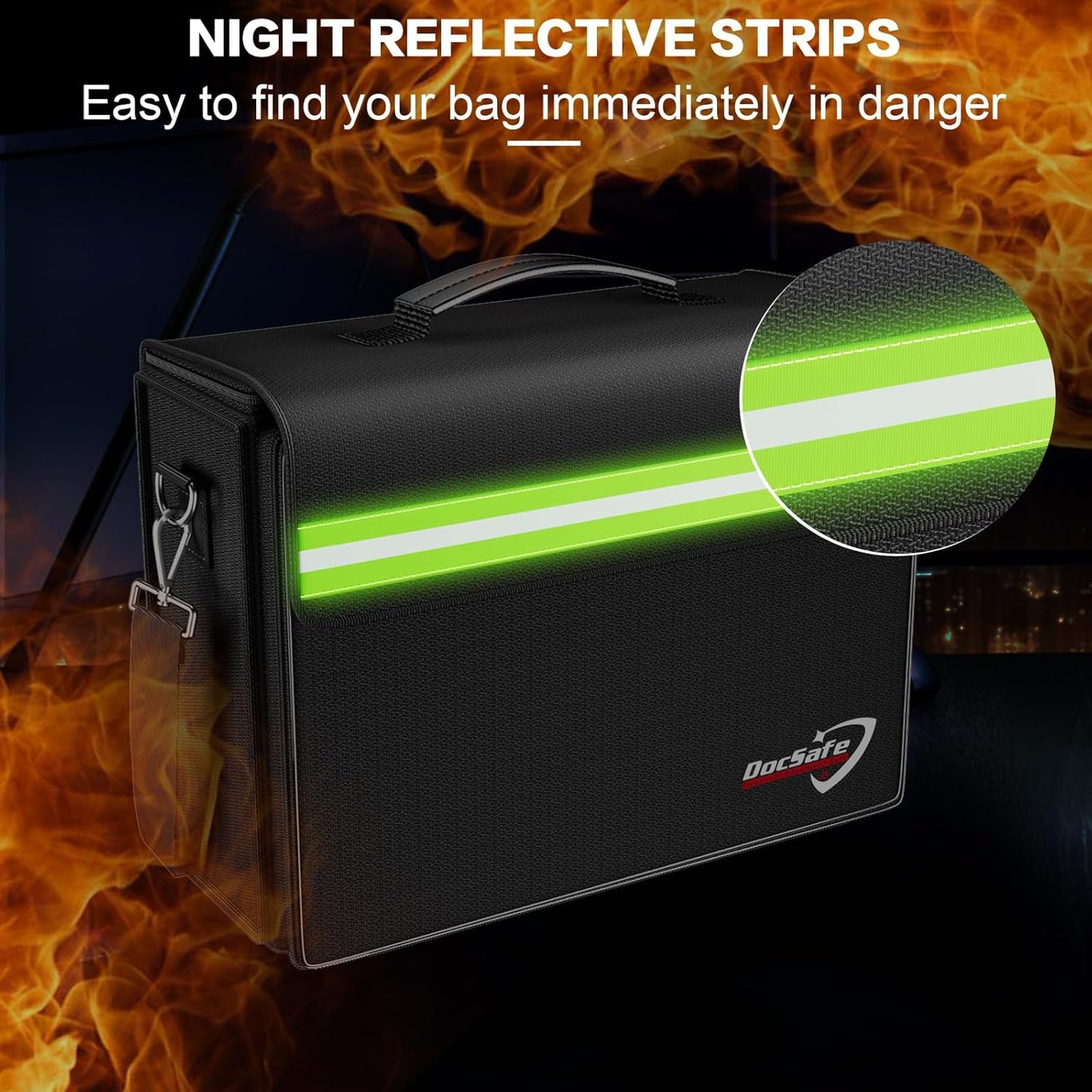 Fireproof Document Bag - Large 17”x12.5”x7.2” Waterproof Organizer with Multiple Pockets for Home & Office