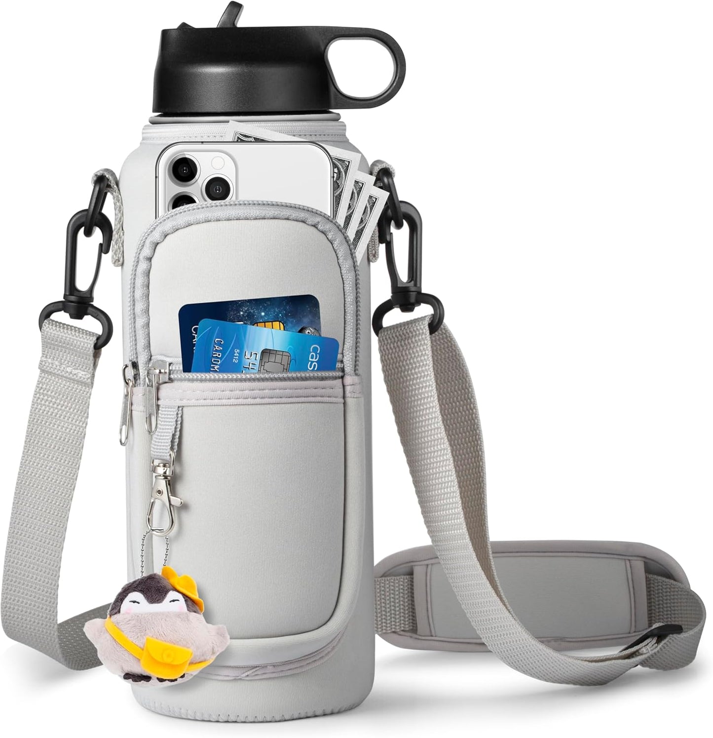 Regine Switzerland Water Bottle Holder - Carrier Sling Bag with Phone Pocket for Hydroflask 32oz/40oz | Ideal for Hiking & Camping