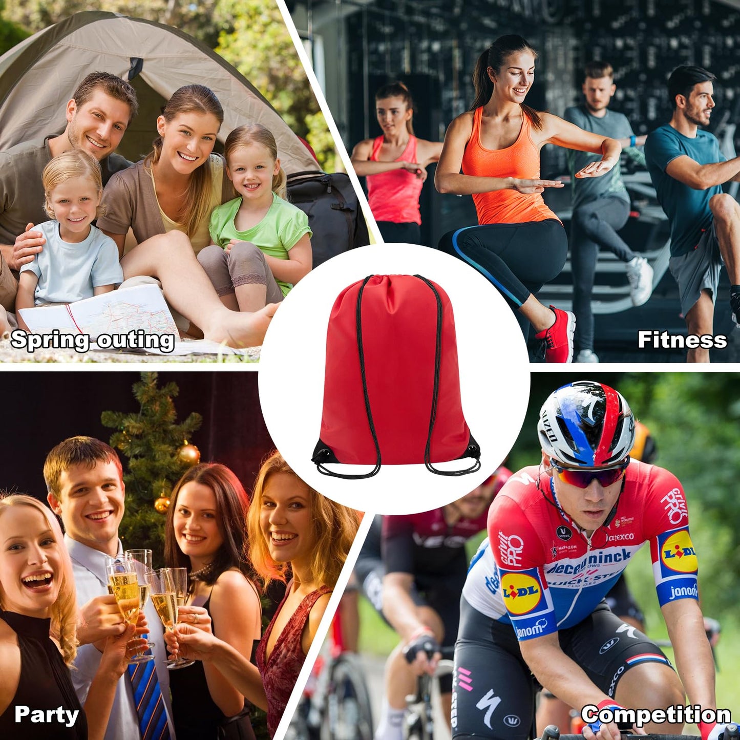 CALACH 2PCS Drawstring Bags Bulk, String Backpack for Men Women, Cinch Bag Draw String Back Bag for Gym, Sports, Travel, Swimming, Beach, Red