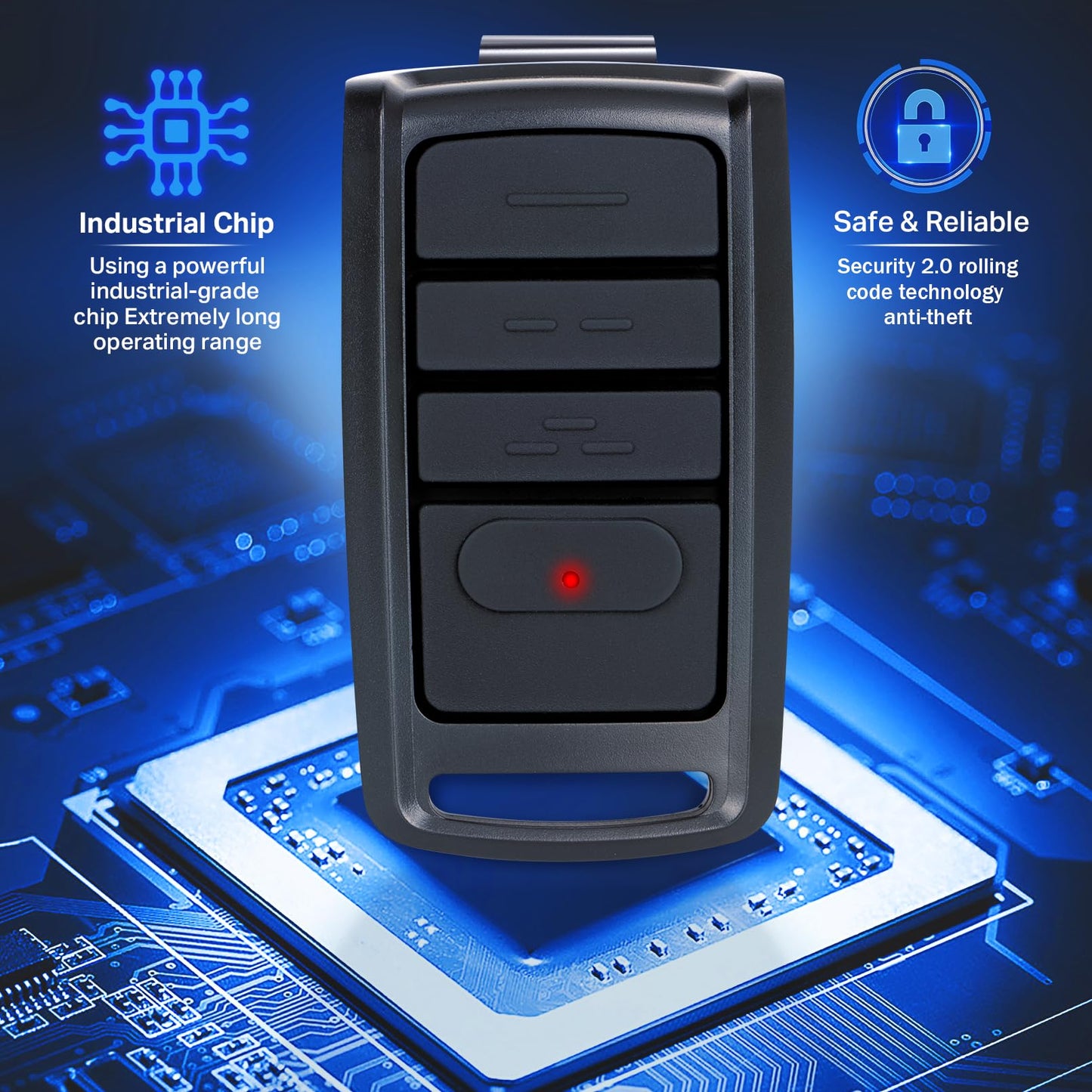 O3T-BX O3T-A 315/390MHZ Dual Frequency Auto-Seek Overhead Door Garage Opener Remote, for Overhead Door CodeDodger/Genie Intellicode, 3 Buttons Remote Replace for Overhead Door Remote (2 Pack)