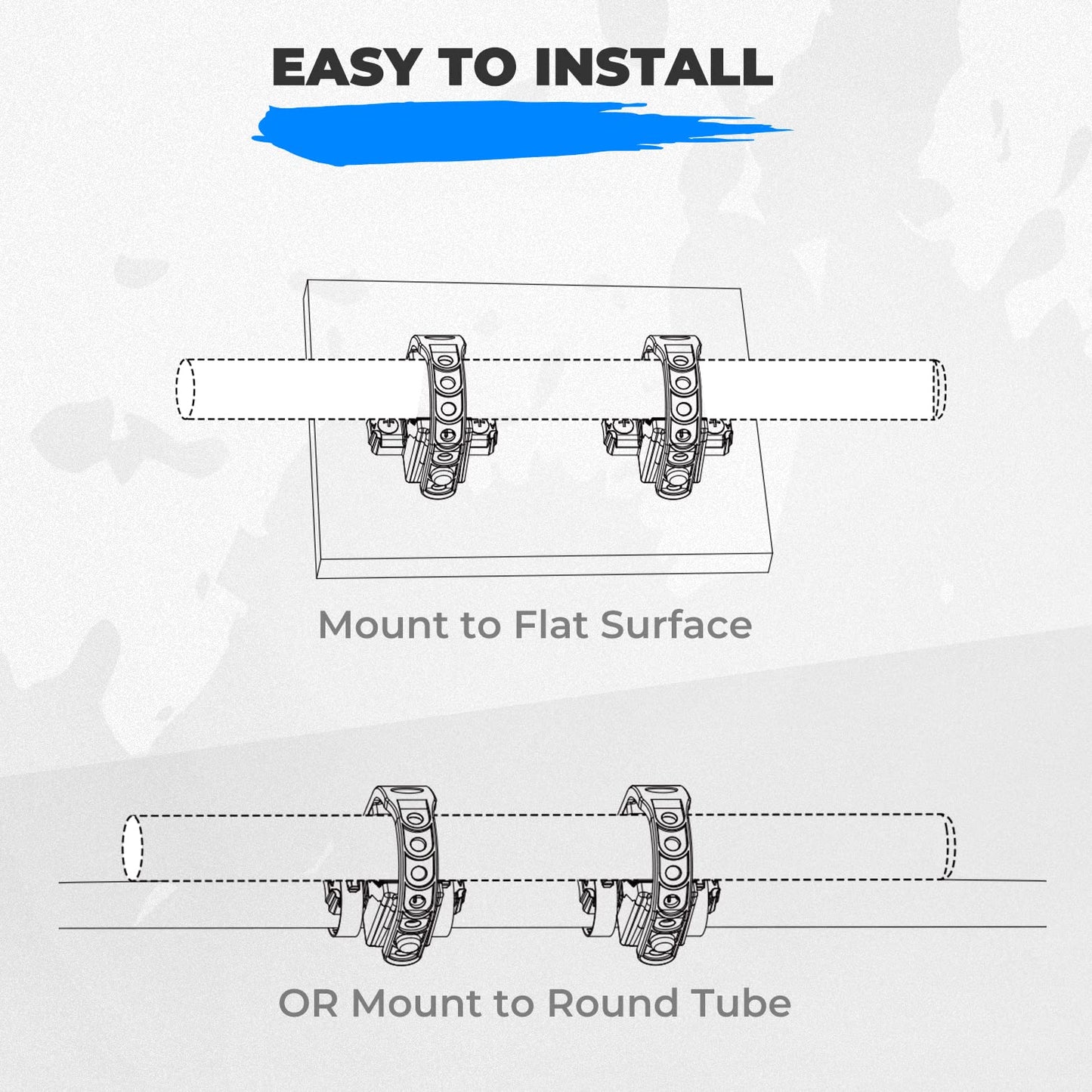 KEMIMOTO Type A Shovel Holder Rubber Clamp Grip Mount Kit Fits 1"-1.5" Dia. Tools, Clamps Mount For 0.5"-0.75"-1.5" Bar Tube Tool Grip Quick-Release ATV UTV Snowmobile Golf Cart