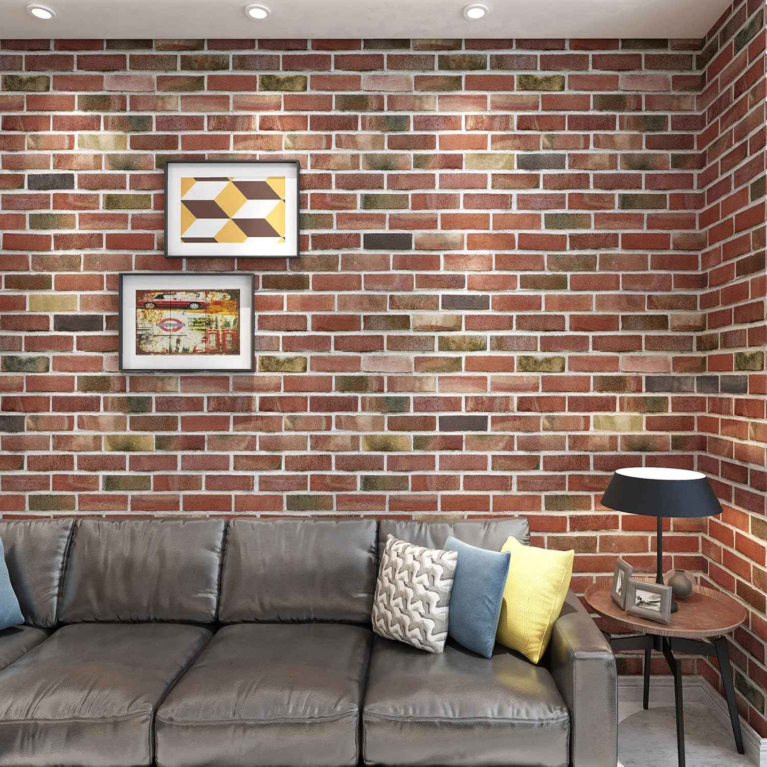Faux Brick 3D Wall Panels - 10-Pack Peel and Stick Waterproof Foam Wallpaper in Red Brown for Bedroom, Bathroom, Kitchen