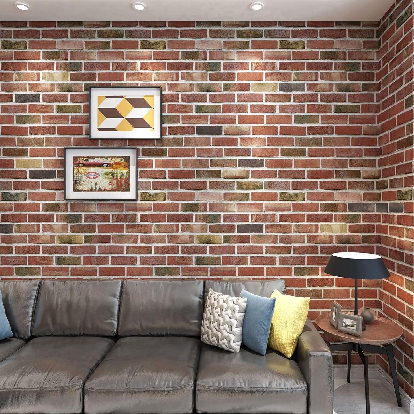 Faux Brick 3D Wall Panels - 10-Pack Peel and Stick Waterproof Foam Wallpaper in Red Brown for Bedroom, Bathroom, Kitchen