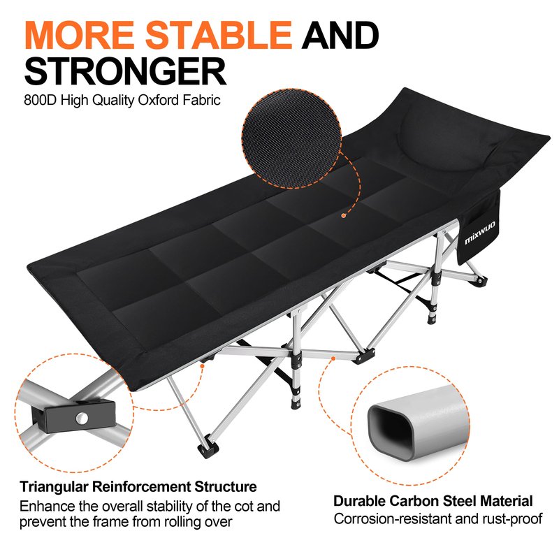 Ouwxim Camping cots for Adults,Cots for Sleeping,Cushion and Pillow, Camping Tent cot,High Weight Capacity, Compact Storage,with Carry Bag,Ideal for Outdoor Camping, Office use,Napping, Beach Trips