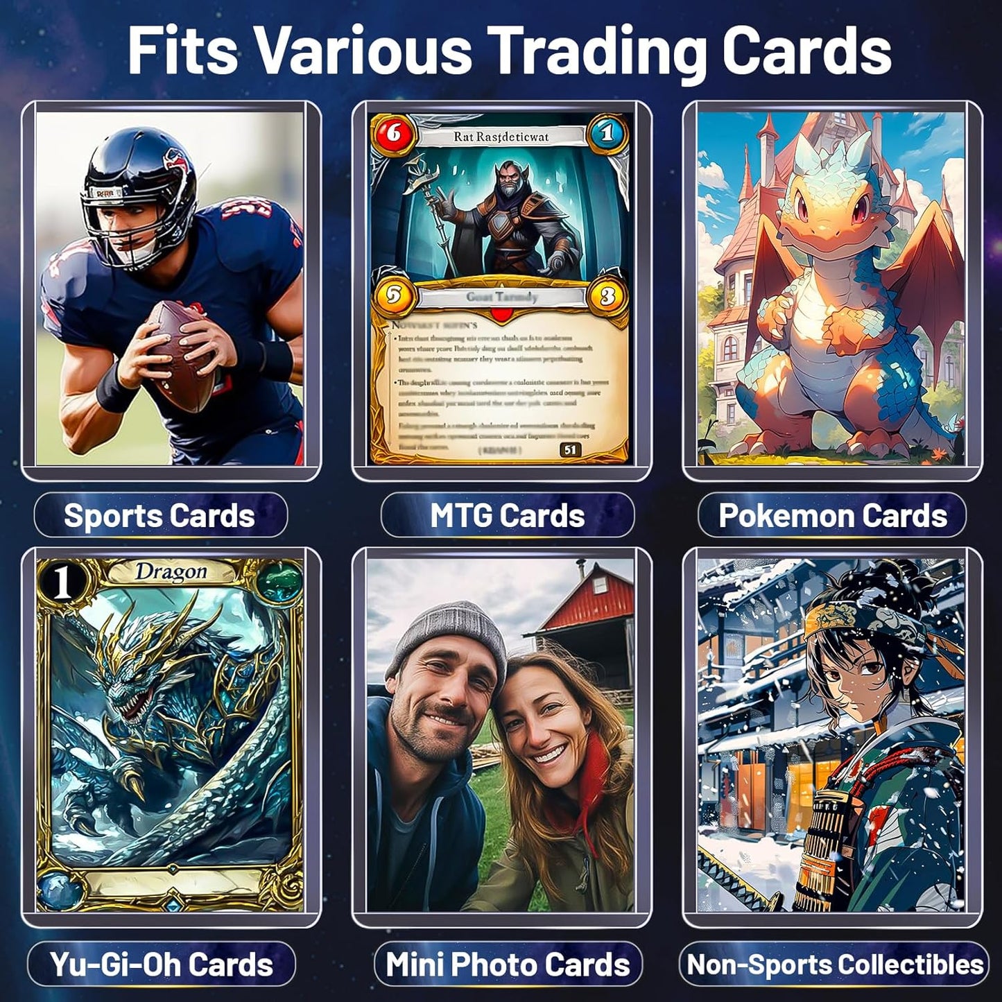 Skiennix Card Holders - 100 Toploads & 100 Penny Sleeves - 35PT Hard Plastic Protectors for TCG & Sports Cards