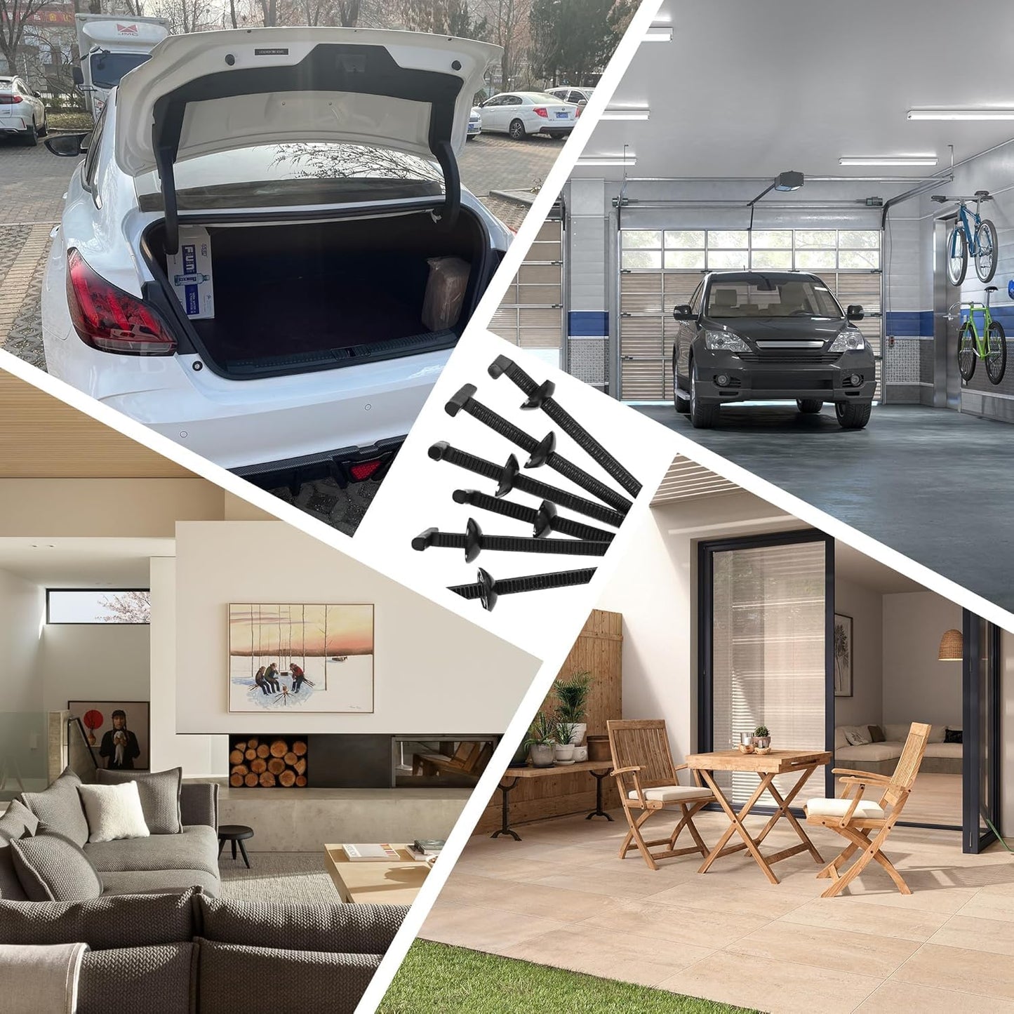 150PCS Nylon Universal Cable Tie Buckle – Cable Tie Buckles & Zip Tie Clips – Tool-Free T‑Shaped Zip Clips & Round Lock Clips Used for Automotive or Daily Automatic Fixation