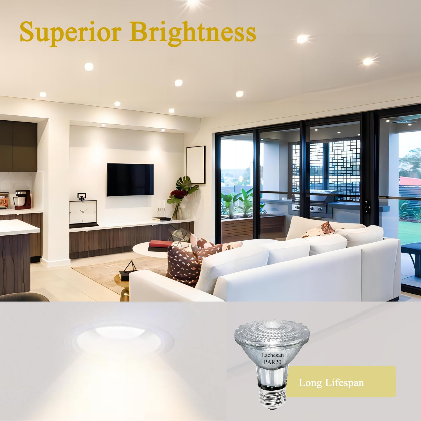 Lachesan PAR20 Flood 39W 120V 480 Lumens Flood Light Bulbs, 6 Pcs PAR20 Range Hood Light Bulb with Dimmable E26 Base, Dimmable 2800K Warm White, Long Lasting for Indoor Spotlight, Range Hood, Recessed