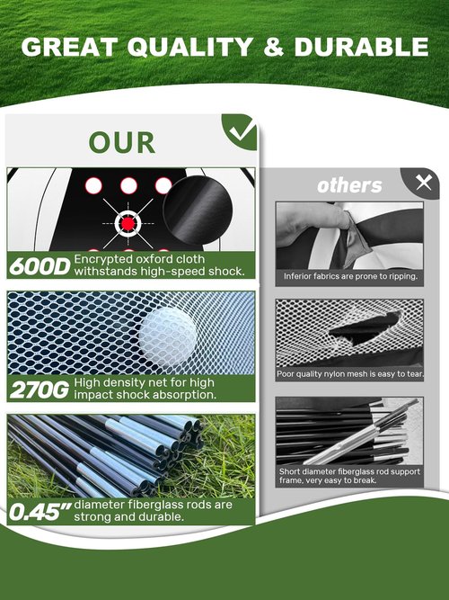 Golf Net,10x7FT 6 Target Practice Net,Hitting Aid for Backyard Driving Chipping Training Swing with Target Hitting Mat Balls for Outdoor Indoor, Gifts for Men Golf Accessories