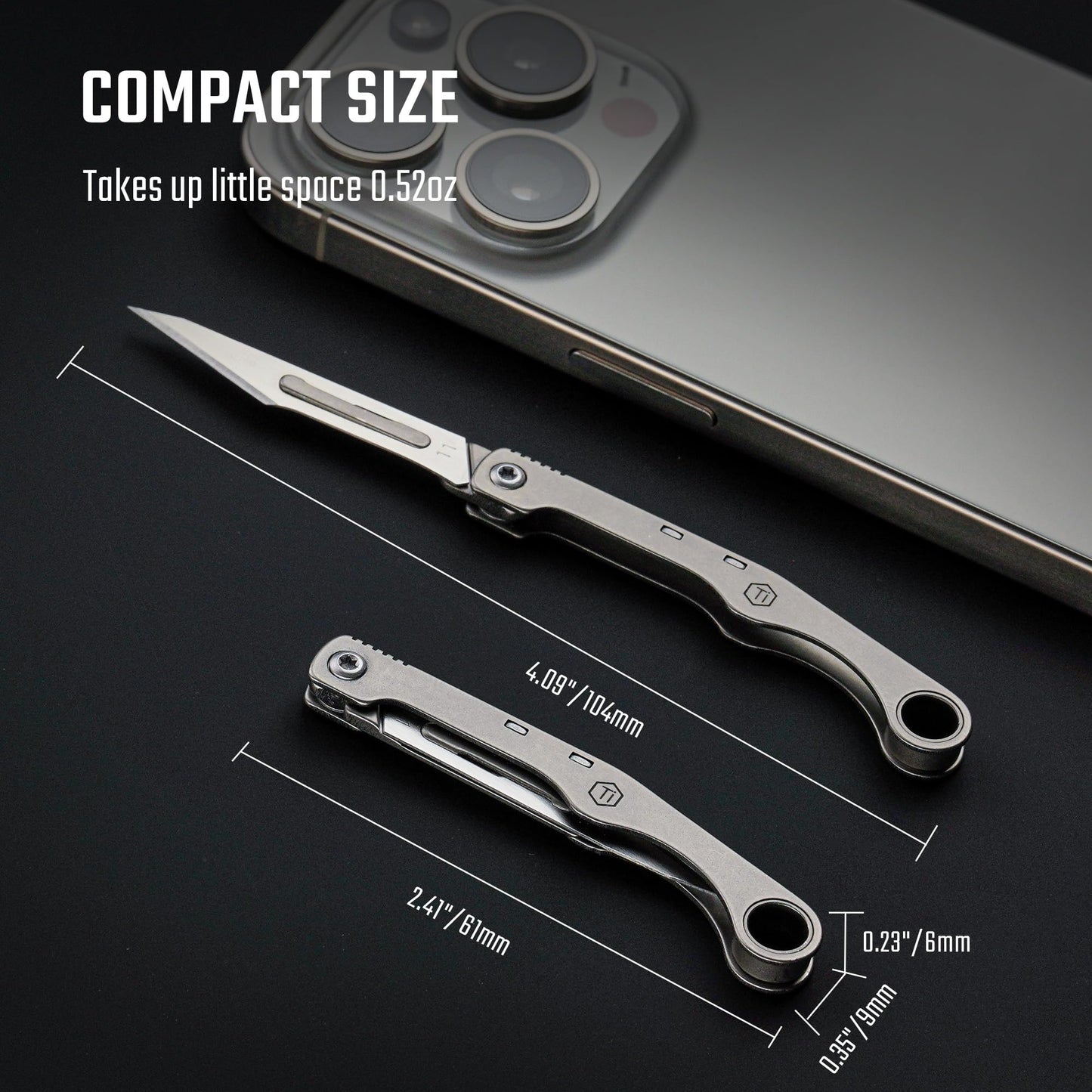 KeyUnity KK13 Precision Craft Utility Blade Titanium Handle Mini Cutting Tool for Arts Crafts DIY Projects Paper Cardboard Fabric and Hobby Use with Replaceable Blade