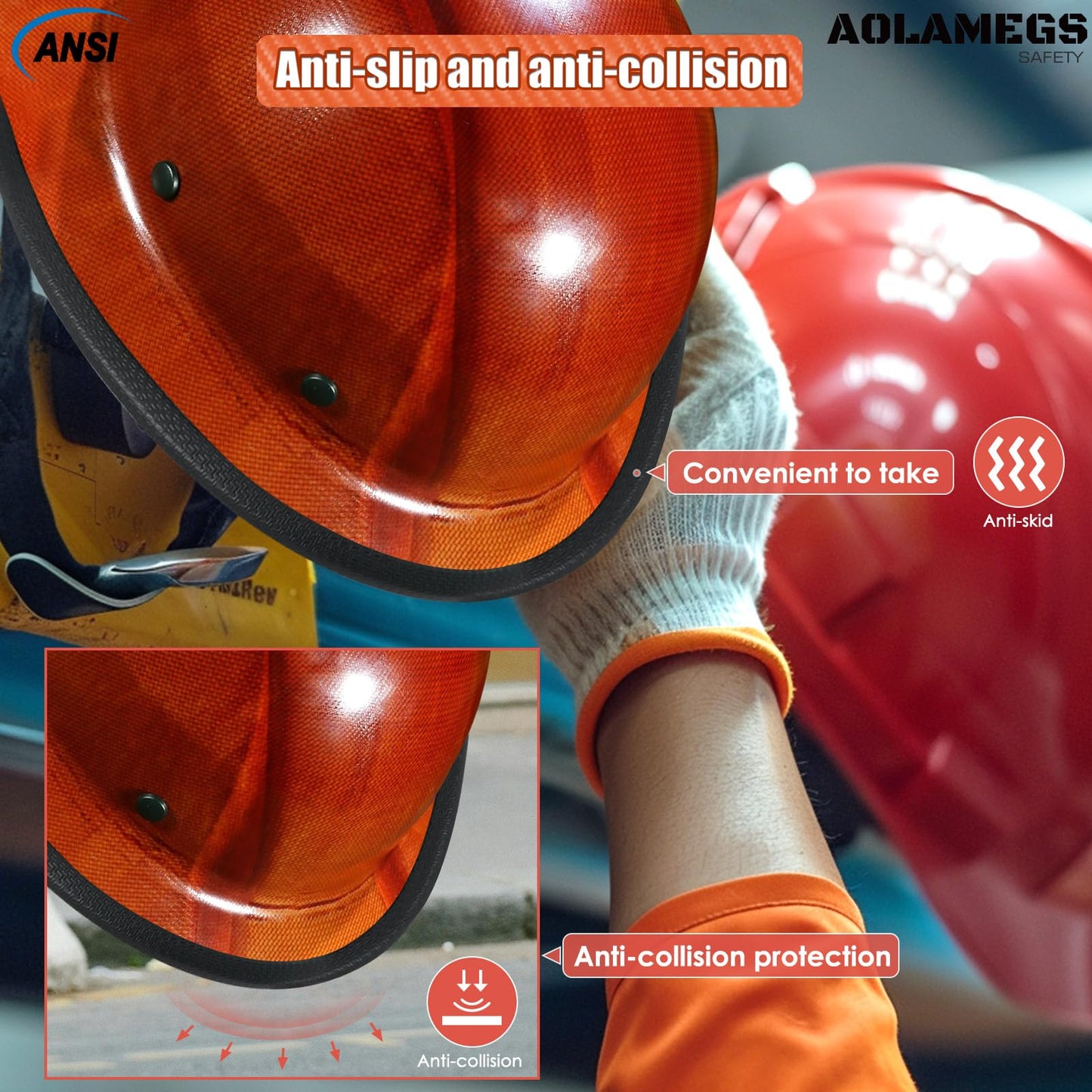 Aolamegs Safe Full Brim Hard Hat Guard, Hard Hat Accessories, Strengthen Helmet Protection, 1PCS Length 36.6in, Matte Black (Hardhat Not Including