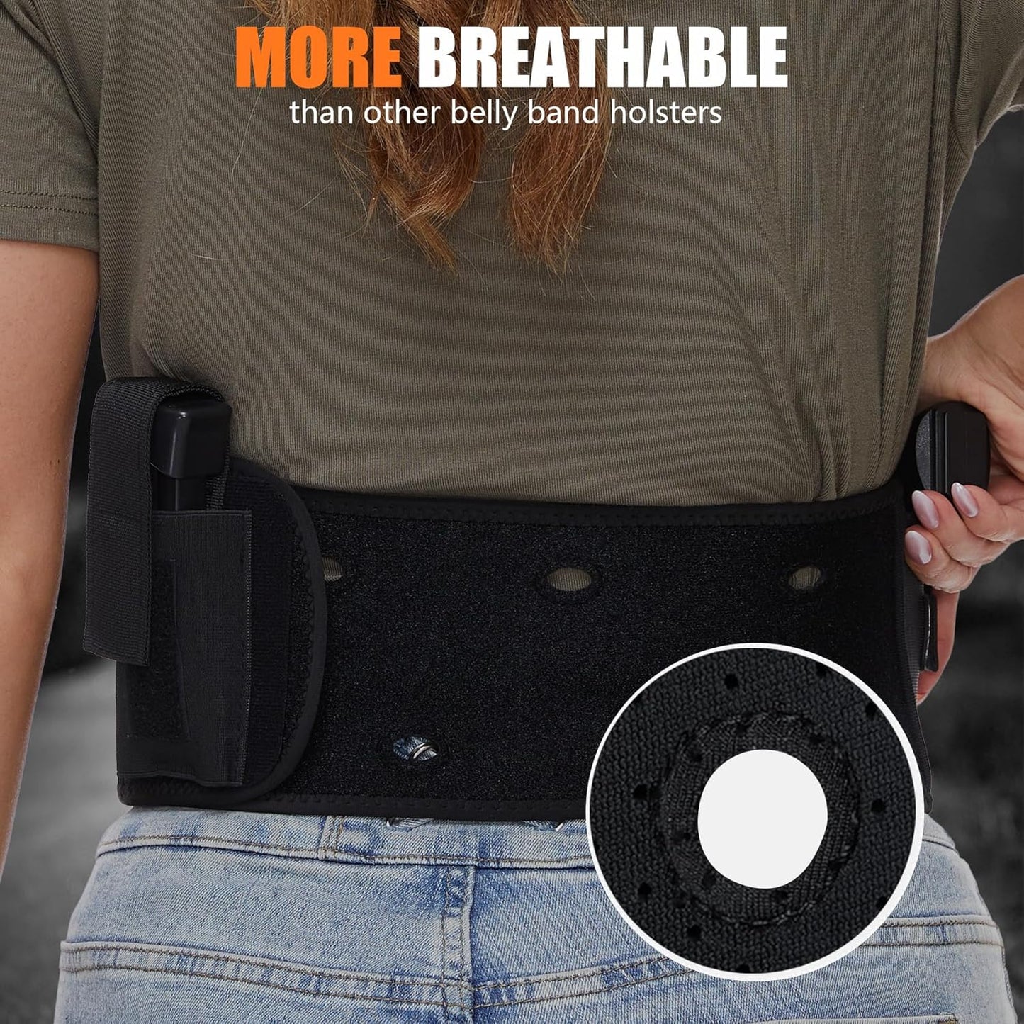 Mostcomtac Belly Band Holster - Comfortable & Breathable Neoprene Waistband for Glock, Taurus, Ruger, S&W