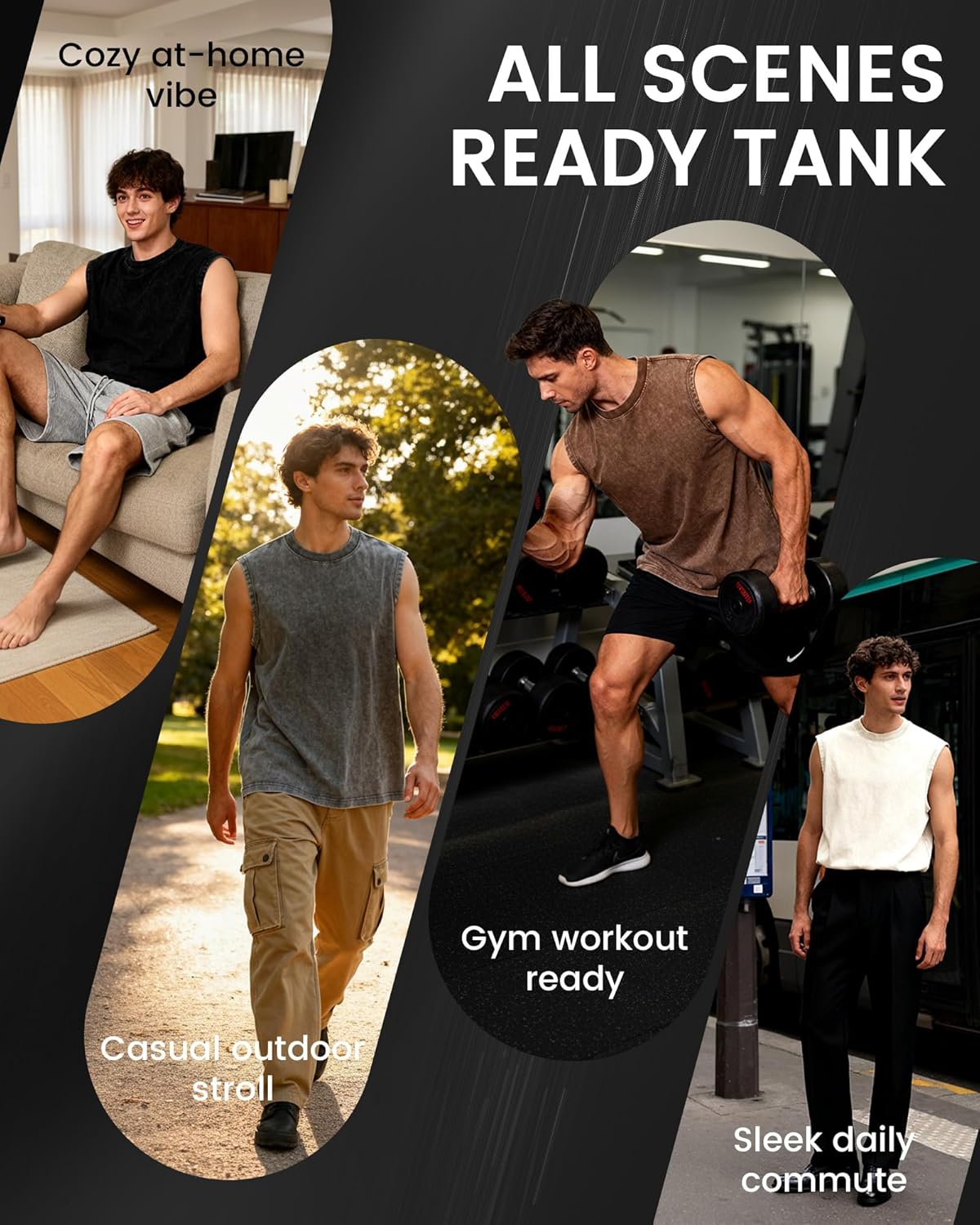 Skiennix Men's Sleeveless Tank Tops - 3-Pack Acid Wash Workout Tees | Loose-Fit Athletic Style