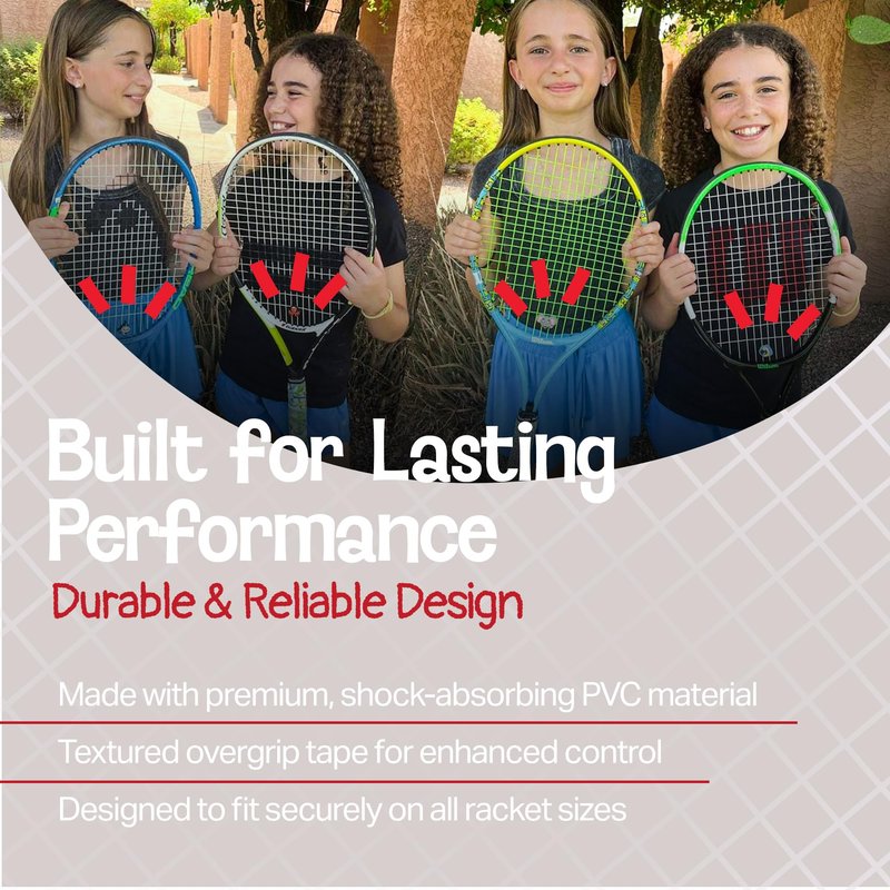 Racket Pets Kids Tennis Racket Dampener & Matching Overgrip Tape, Performance Shock Absorbing Dampener for Tennis Racket & Fun Animal Print Tennis Wrap Grip Tape (Dragon)