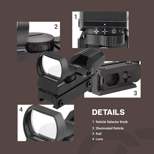ESSLNB Red Green Dot Sight - Waterproof Reflex Scope with 4 Reticles & 5 Brightness Levels | 20/22mm Rail Mounts