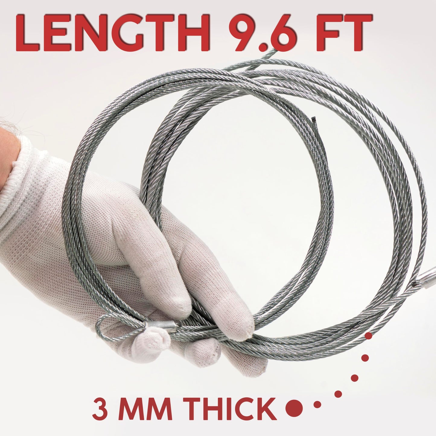 2 Pack 9.6 FT Garage Door Cables Torsion Spring Wire, Replacement Cable Wire, Garage Door Replacement Parts