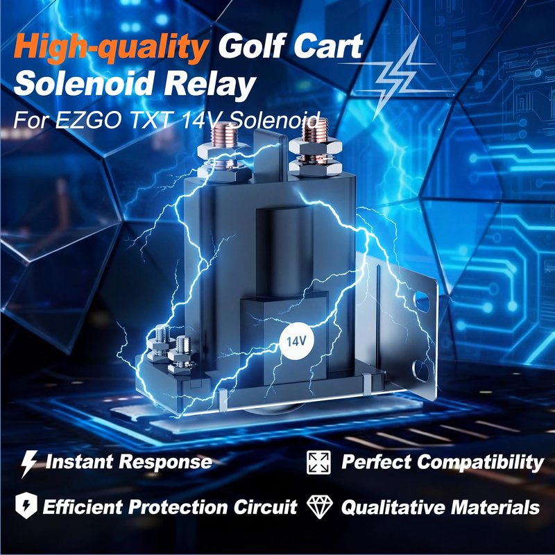 Mixopoly 14V 4 Terminal Solenoid Direct Fit Replacement for EZGO TXT Gas Golf Cart 1994-Up 500A High Current Replace OEM 27153-G01, 27153G01, 612813