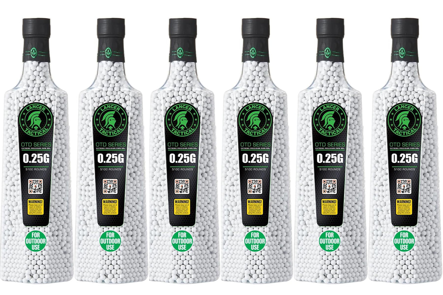 Lancer Tactical Airsoft BBS for Outdoor Field 0.20g-0.30g Outdoor BBS Bulk 6 Bottles-5100Rd Each -Outdoor Field Compliant (0.25g/5100 Rd x 6 (30600 Rounds))