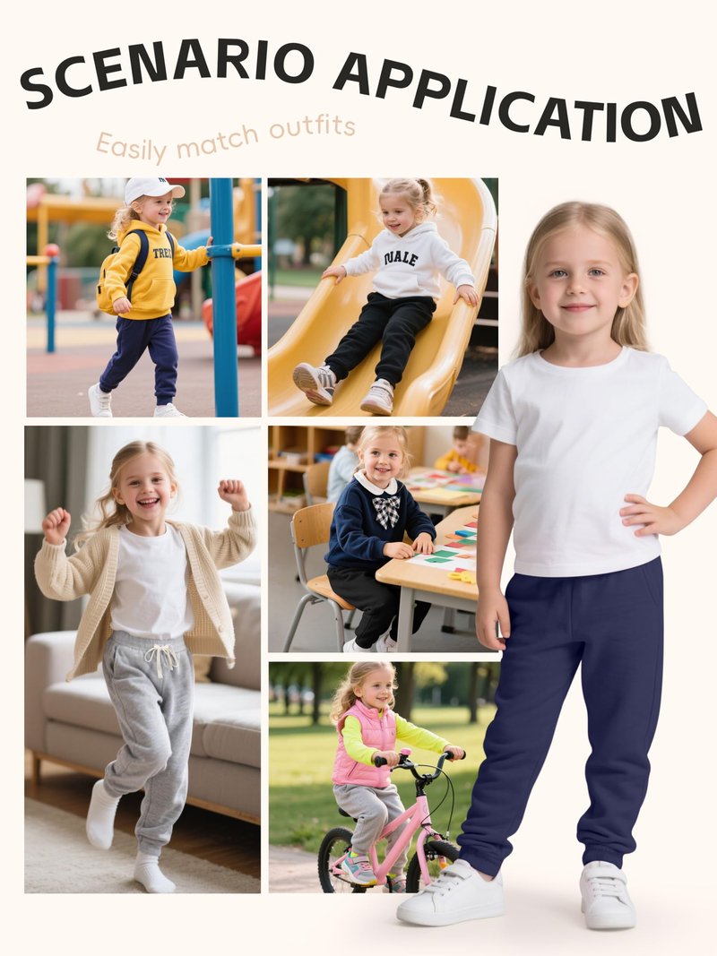 Aocku 3 Pack Toddler Sweatpants Cotton Baby Girls Joggers Toddler Girls Sweatpants with Pocket Drawstring