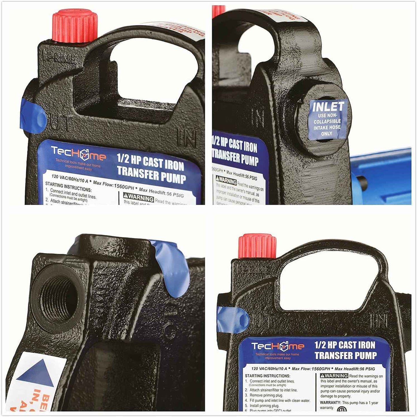 1500GPH Submersible Water Transfer Pump - 12V Sump Pump with 20ft Power Cord