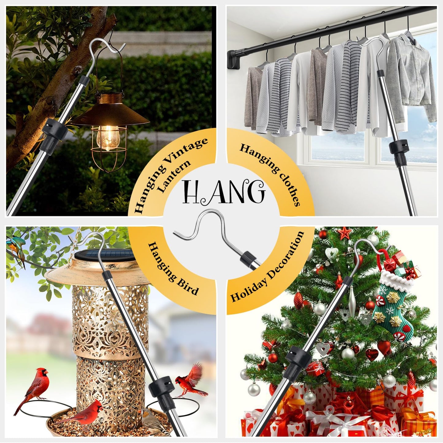 Clothes Hanger Reaching Hook, Attic Pull Down Hook Extendable 36-66inch Sponge Handle Hard to Break Apply to Closet Poles for Hanging Clothes Closet Extender Hanging Rod Clothesline Pole.