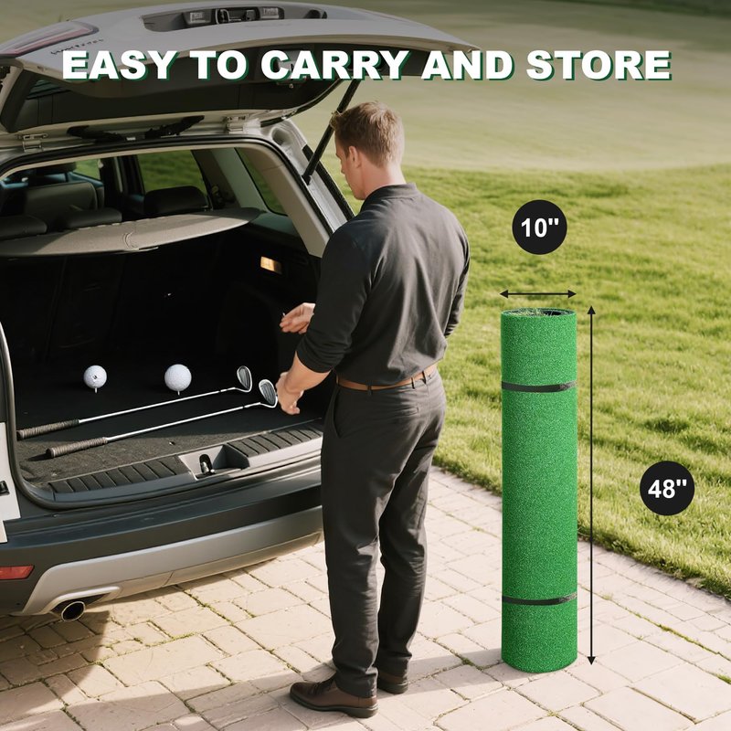 Premium Dual Turf Golf Hitting Mat, 5x4FT Thickened 25mm/50mm Golf Practice Mats Outdoor Indoor, Swing Chipping Training Turf Matt for Backyard, Garage, Driving Range, Gift for Men Dad Golfer