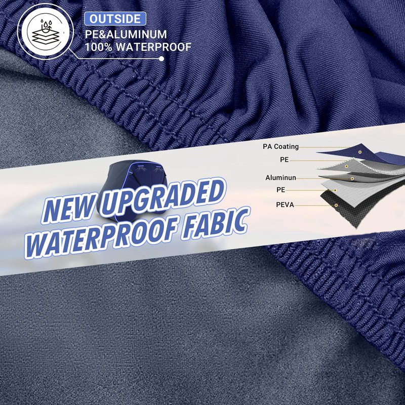 Golf Cart Cover Suitable 2+2/4 Passenger for Yamaha/EZGO Club Cart Heavy Duty 420D Waterproof Windproof Golf Cart Cover All-Weather Protection with Zipper Door Blue/Gray
