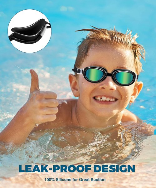 Aegend Swim Goggles - Polarized Anti-Fog UV Protection for Kids Ages 6-11 | Comfortable Fit
