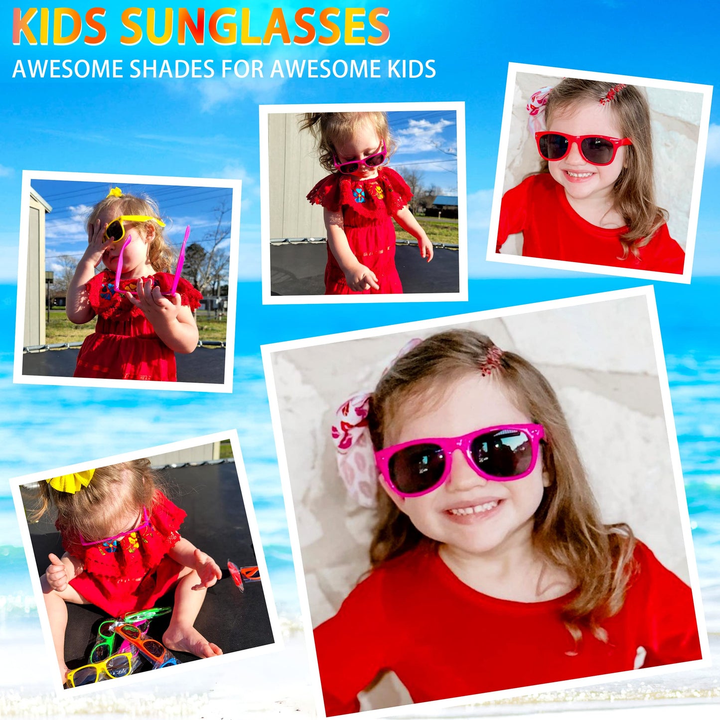 INNOCHEER Party Sunglasses for Kids with UV400 Protection Eyewear Neon Sunglasses for Boys, Girls - Great Gift for Party Favors, Birthday Party and Outdoor Activity