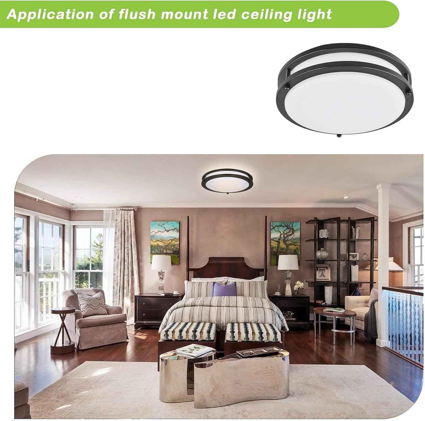 Adjustable 13-Inch Gold LED Flush Mount Ceiling Light Fixture - Dimmable 2700K-5000K for Hallway, Bathroom & Kitchen (2-Pack)