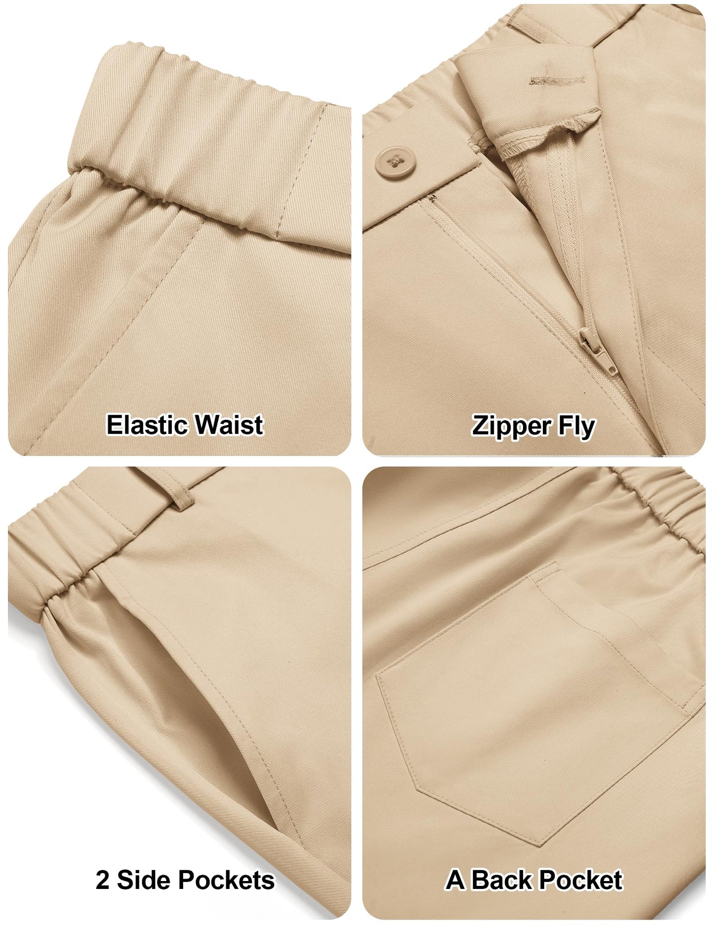 COOFANDY Mens Casual Dress Pants Relaxed Fit Lightweight Slacks Classic Stretch Twill Work Pants Khaki