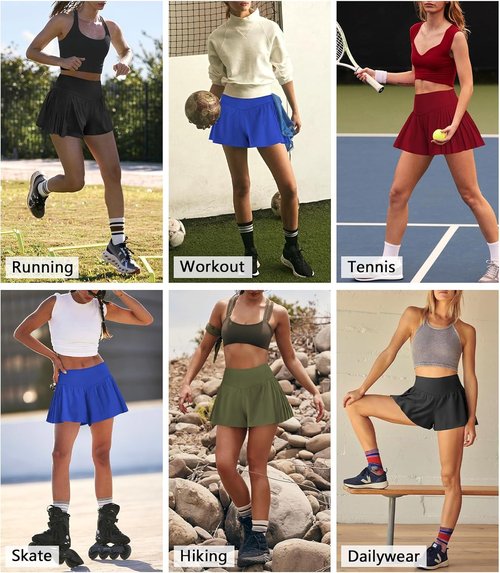 Hragc Athletic Running Shorts - Flowy Butterfly Crossover Workout Skort with Pocket for Women