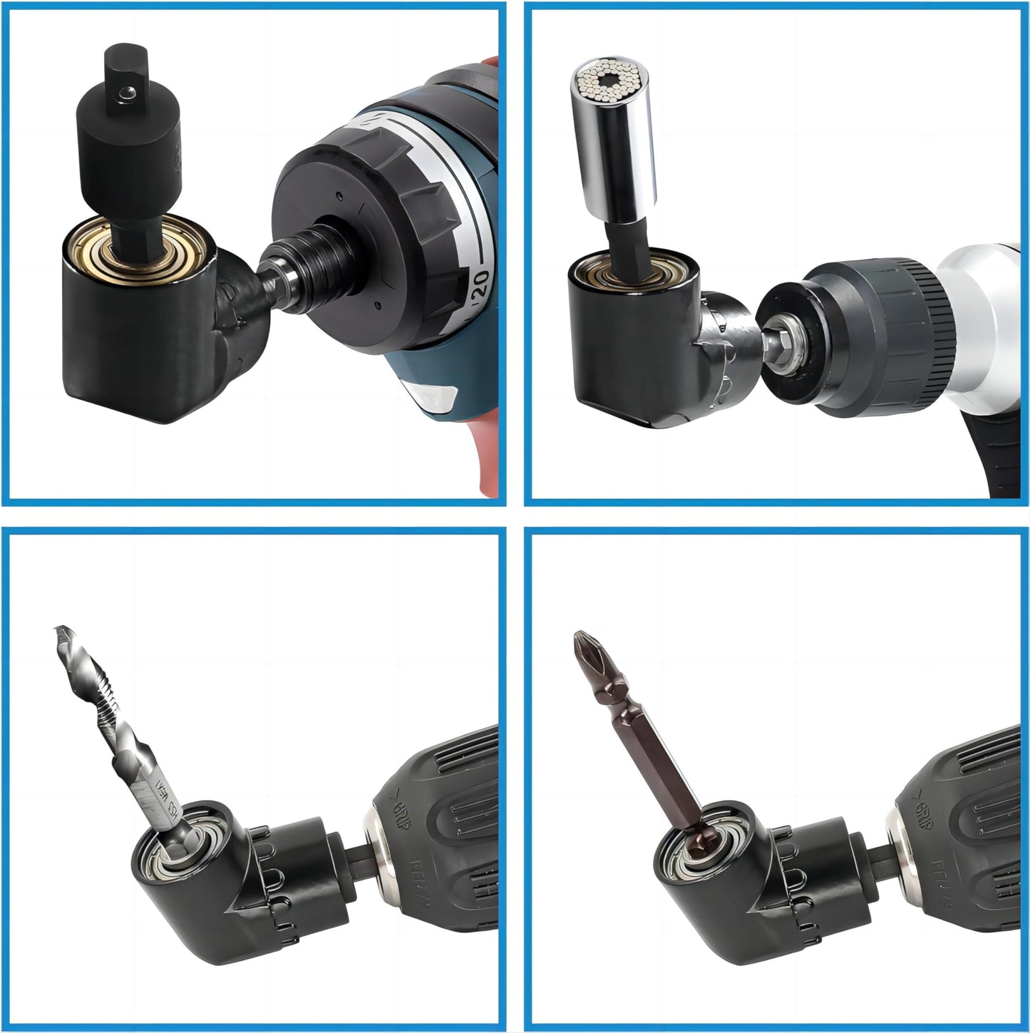 HOOOWOOO 105 Degree Right Steel Angle Driver Angle Extension Power Screwdriver drill with 1/4 Drive Hex Bit Quick Magnetic Drill Bit Angled bit Power Drill Tool,Multifunction Right Angle Drill