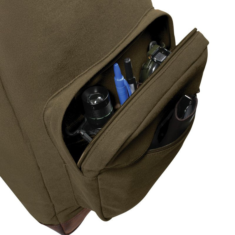 Rothco Vintage Canvas Teardrop Backpack - Classic Style with Leather Accents