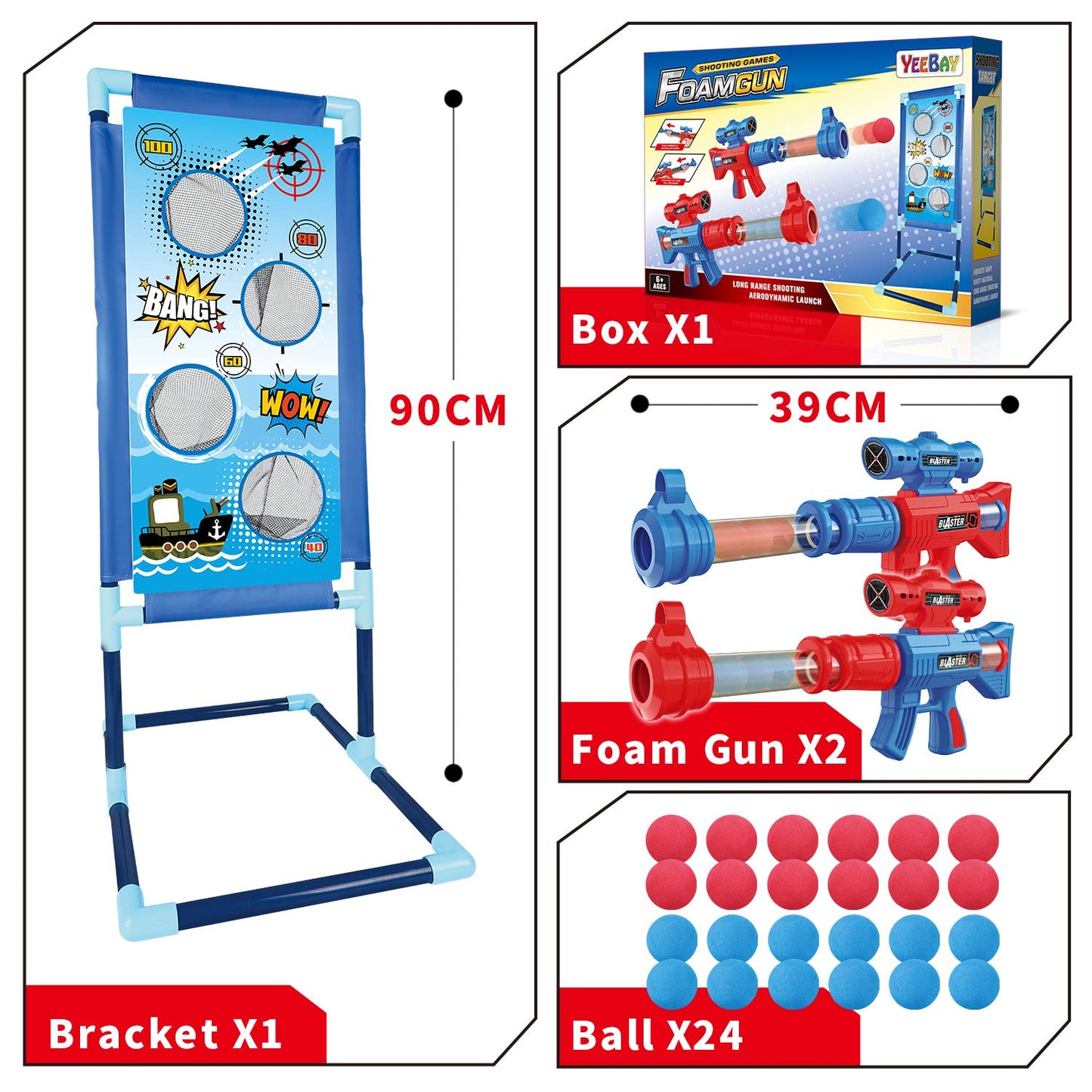 YEEBAY Target Game Set for Age 6, 7, 8,9,10+ Year Old Kids, Boys, Active Play Game with Soft Foam Balls and Scoring Target