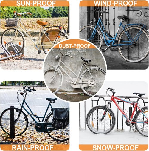 Bike Cover - Waterproof Outdoor Bicycle Cover with Lock Holes & 3 Buckles | Heavy Duty 420D Ripstop Material for Bikes Up to 68 Inches