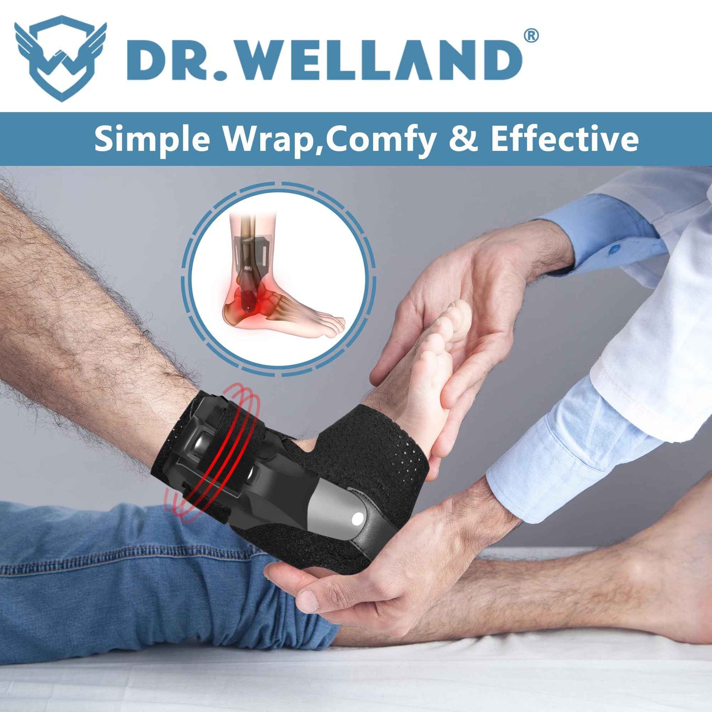 Dr.Welland Ankle Brace with Side Stabilizers -Adjustable Ankle Support for Sprains, Sports Injuries, Plantar Fasciitis, Injury Recovery, Ankle Support for Running, Basketball, Volleyball (X-Large)
