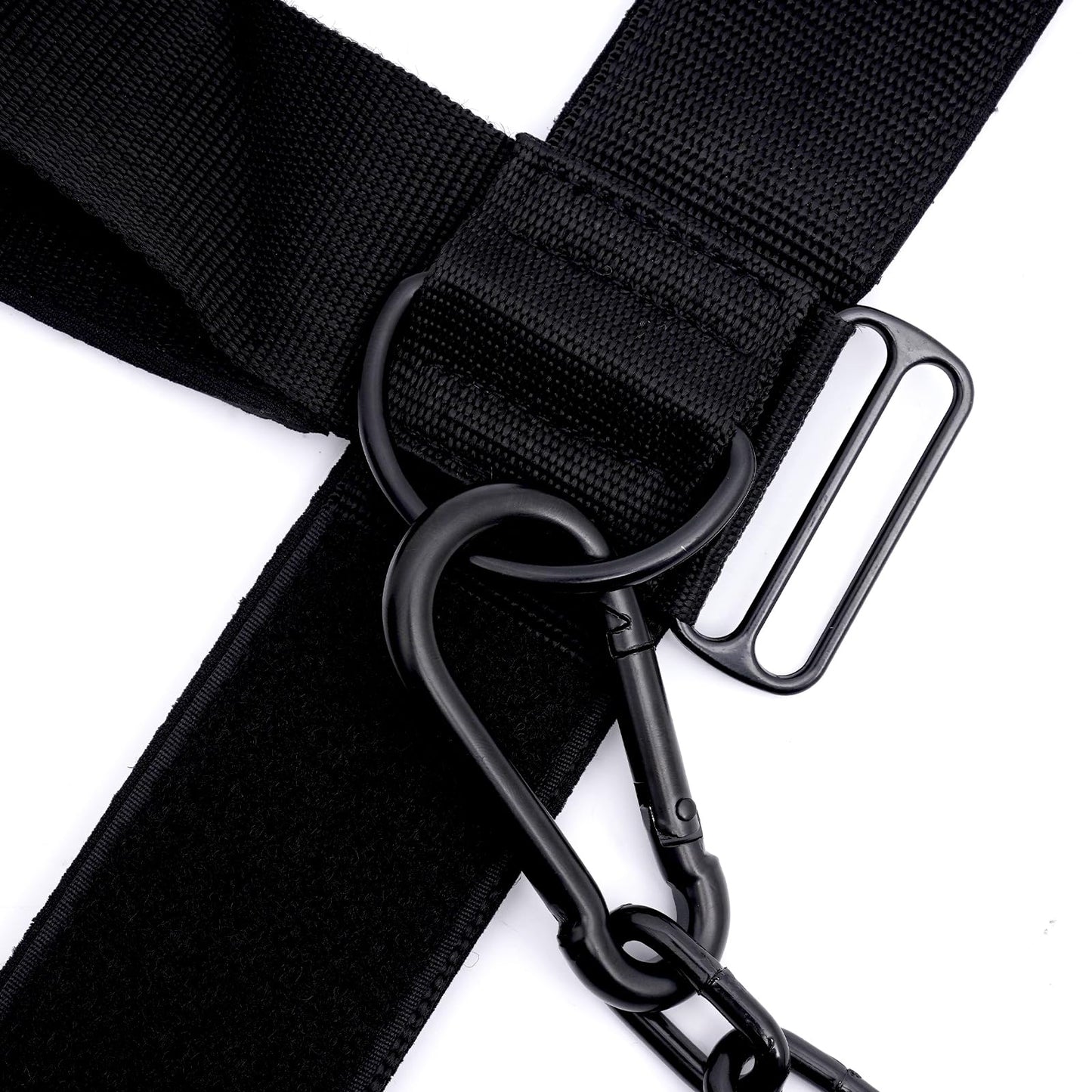 Neck Harness for Increases Neck Core Strength - Neck Exerciser with 30" Heavy Duty Steel Chain for Safely Lifting Weights Up to 281 lbs Black