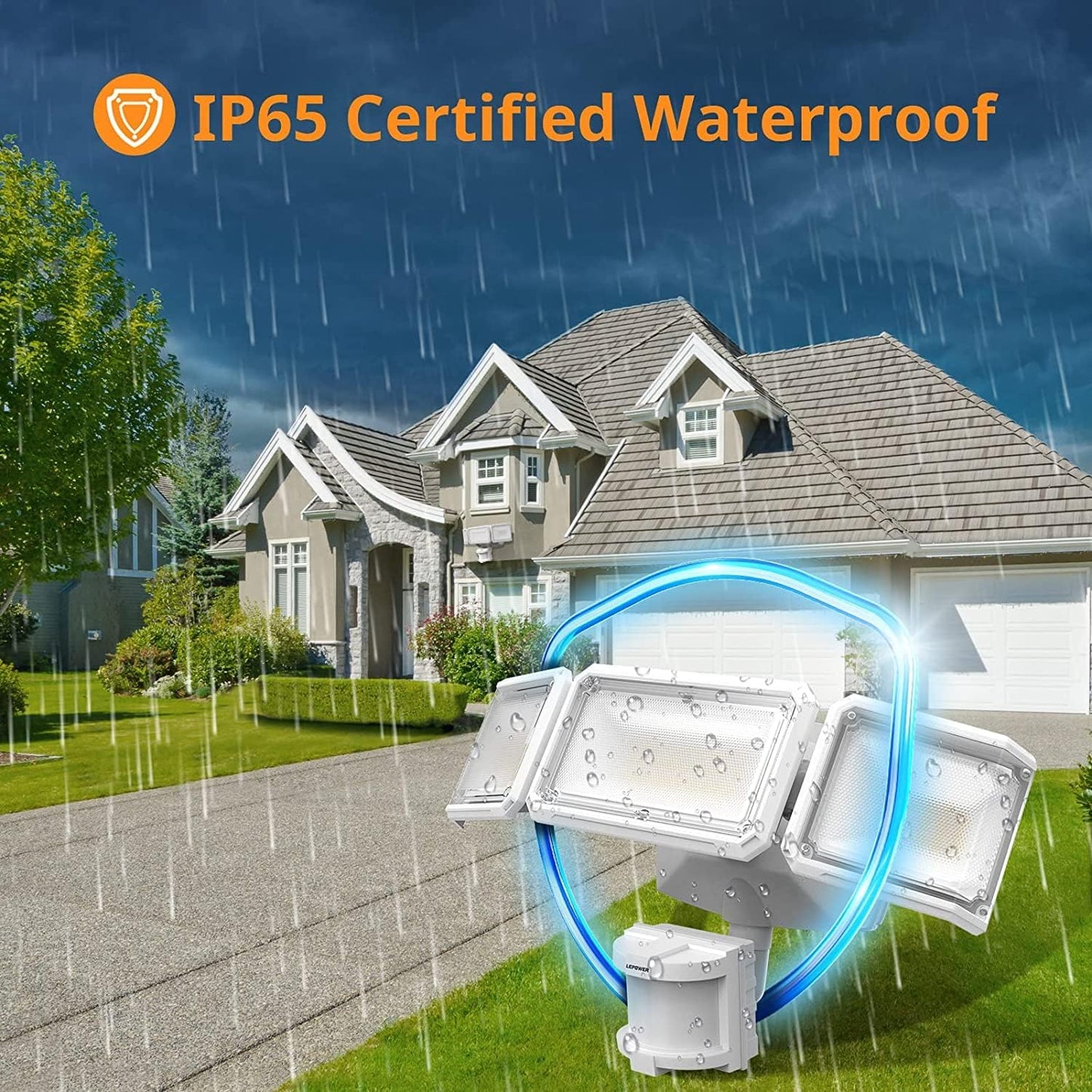 1500LM Battery Powered LED Flood Light with Motion Sensor - Waterproof Security Light for Garage, Yard & Porch