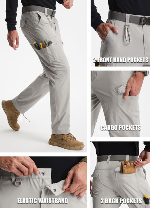Libin Men's Cargo Pants - Water Resistant Tactical Outdoor Trousers with 9 Pockets for Hiking
