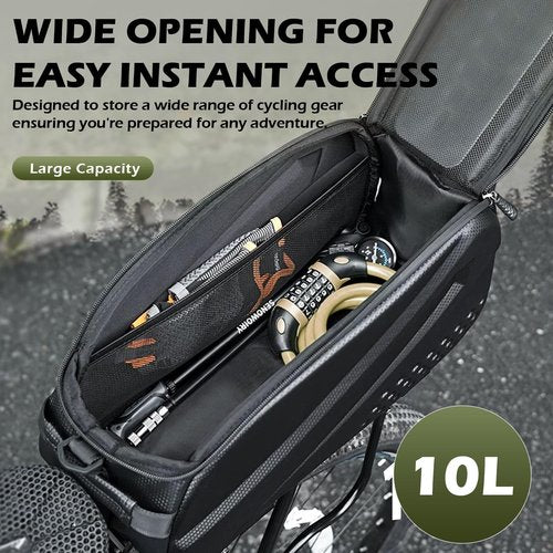 Bike Bags for Bicycles Rear Rack 10L Bike Rack Bag Waterproof EVA Hard Shell Durable Bike Panniers Saddle Bag with Shoulder Strap Bike Accessories for Cycling Commuting,Outdoor Hiking