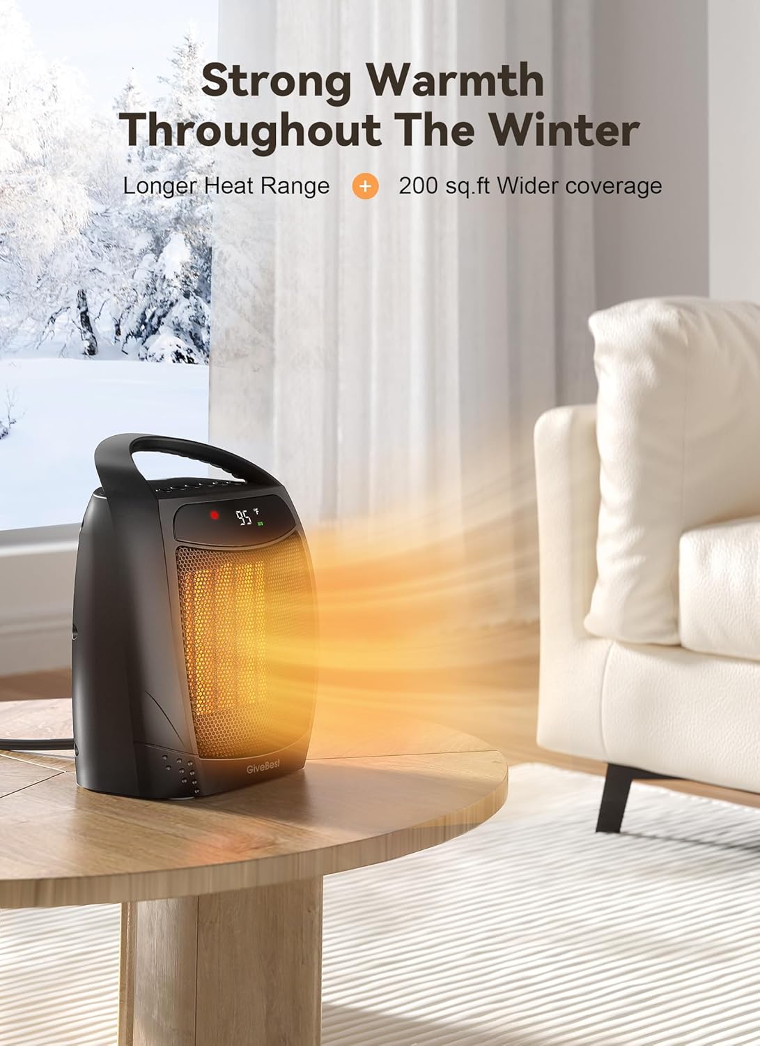 1500W Electric Space Heater with Remote - Portable PTC Ceramic Heater for Home & Office